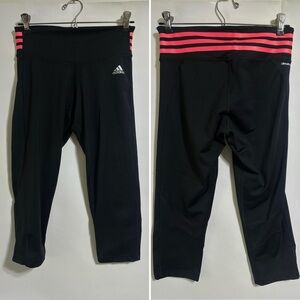 Adidas Black and Pink Leggings Athletic Performance capris cropped size small